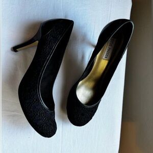 Y2K 90s Steve Madden Black Lace Floral Heels Size 9
